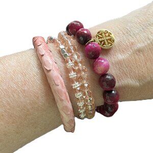 GIFT BOX INCLUDED Rustic Cuff Set of FOUR stackable Bracelets Set
